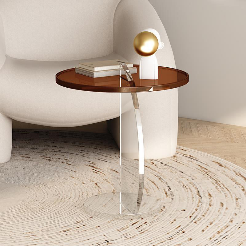 Modern Round Side End Table Plastic Pedestal Sofa Side Accent Table