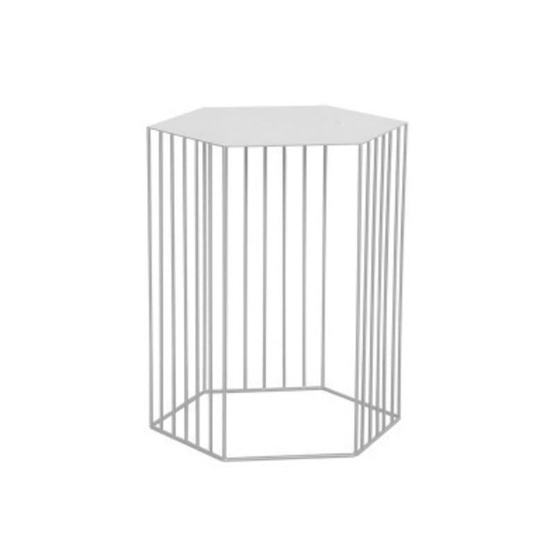 Frame Hexagon Metal End Table Set Simple Iron Sofa Side Accent Table with Storage Shelf