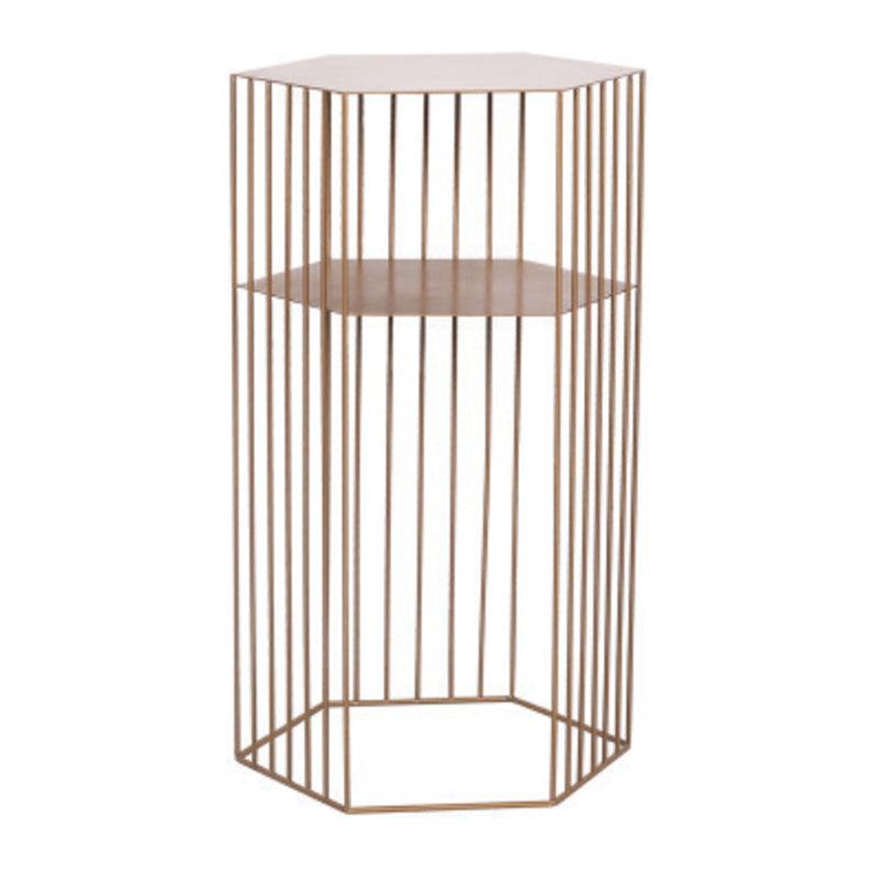 Frame Hexagon Metal End Table Set Simple Iron Sofa Side Accent Table with Storage Shelf