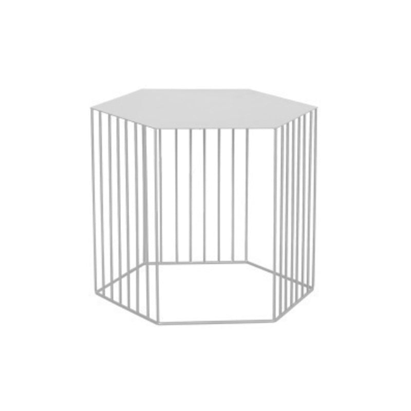 Frame Hexagon Metal End Table Set Simple Iron Sofa Side Accent Table with Storage Shelf