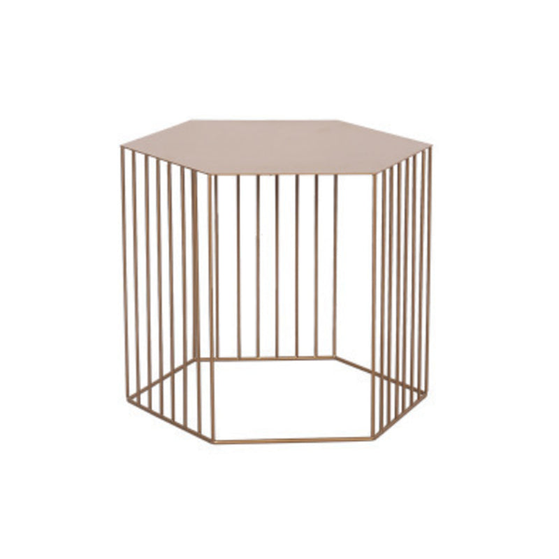 Frame Hexagon Metal End Table Set Simple Iron Sofa Side Accent Table with Storage Shelf