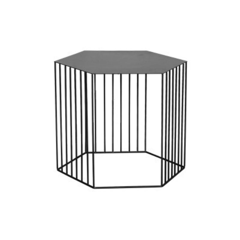 Frame Hexagon Metal End Table Set Simple Iron Sofa Side Accent Table with Storage Shelf