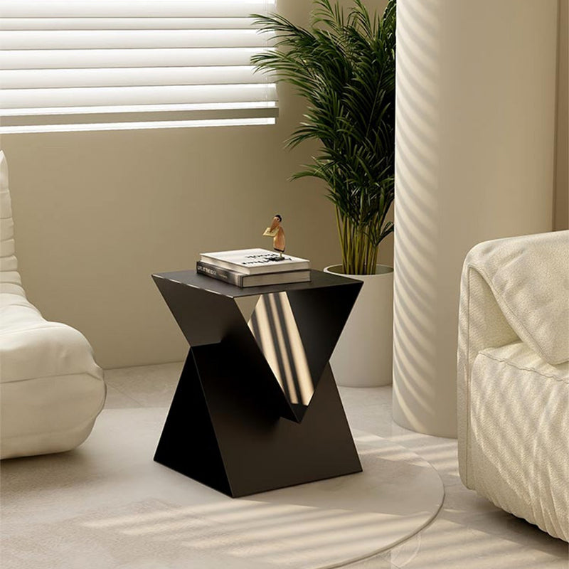 Modern 19.68" Tall End Table Metal Square Abstract Side Table