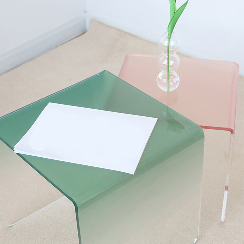 Plastic Square Side End Table Modern Sled Sofa Side Accent Table