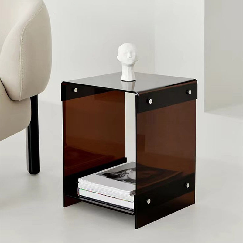 Plastic Side End Table 15.94" Wide Sled Sofa Side Accent Table