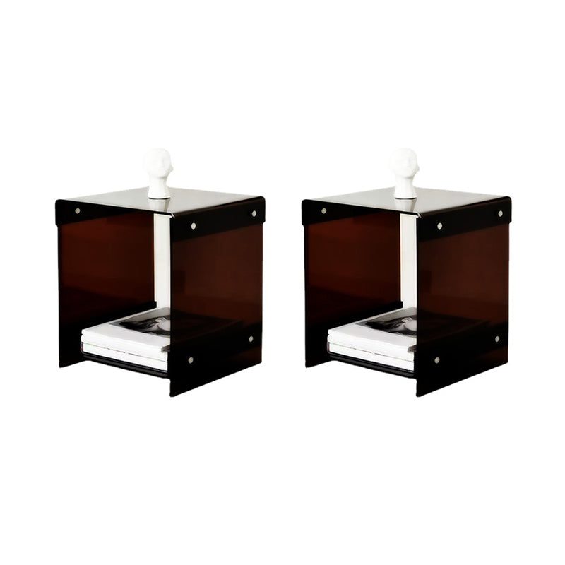 Plastic Side End Table 15.94" Wide Sled Sofa Side Accent Table