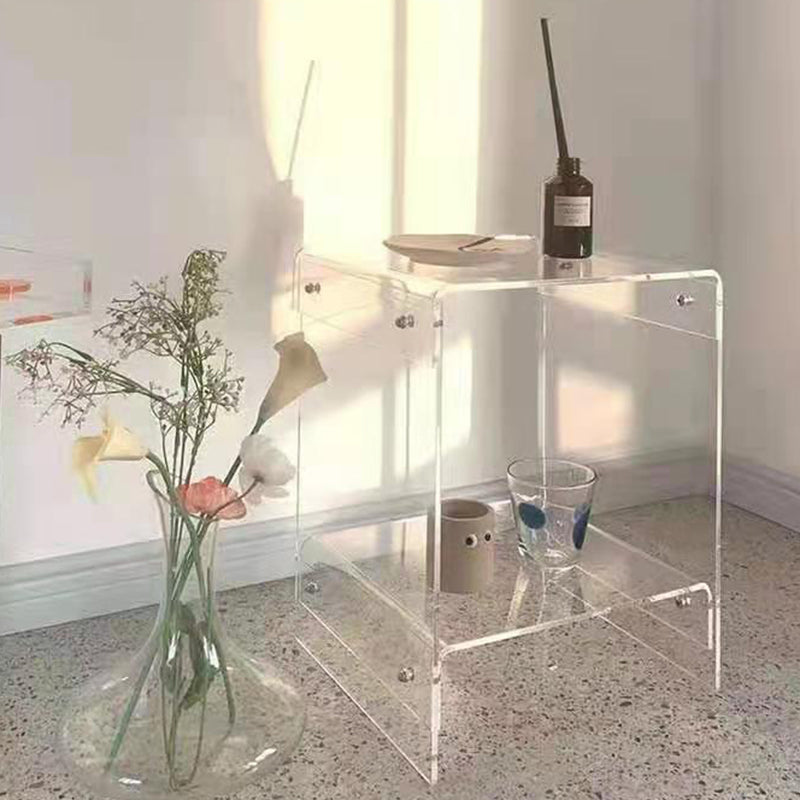 Plastic Side End Table 15.94" Wide Sled Sofa Side Accent Table