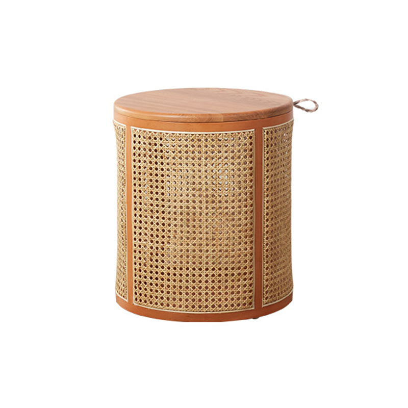 17.71 " Tall Solid Wood Round Top Side Table Drum Base End Table