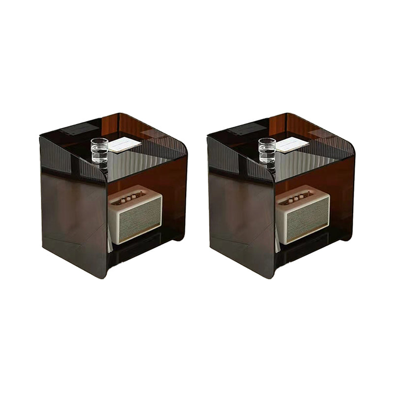 Plastic Rectangular Side End Table 15.74" Wide Sled Sofa Side Accent Table