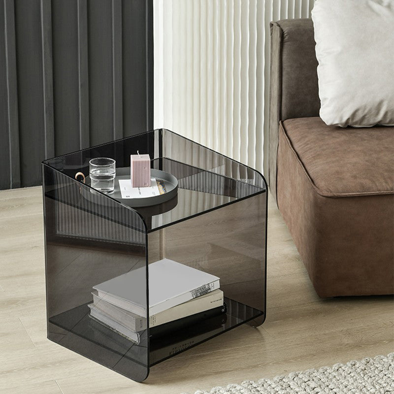 Plastic Rectangular Side End Table 15.74" Wide Sled Sofa Side Accent Table