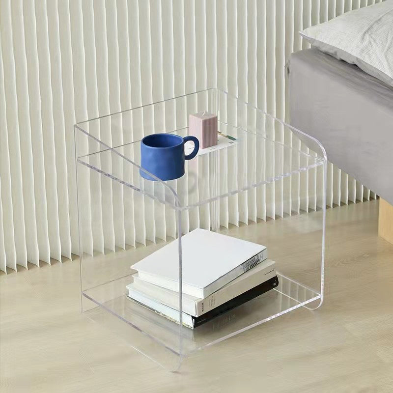 Plastic Rectangular Side End Table 15.74" Wide Sled Sofa Side Accent Table