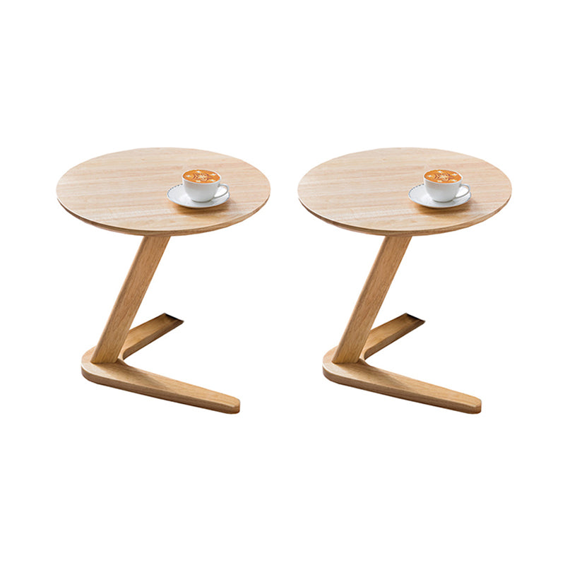 Contemporary Round Side Table Rubberwood Side End Snack Table