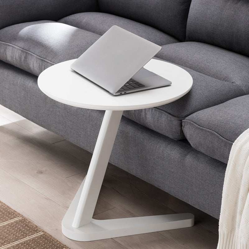 Contemporary Round Side Table Rubberwood Side End Snack Table