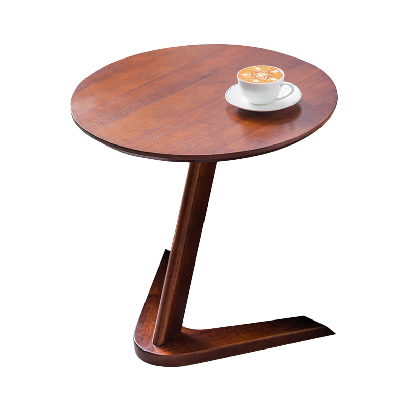 Contemporary Round Side Table Rubberwood Side End Snack Table