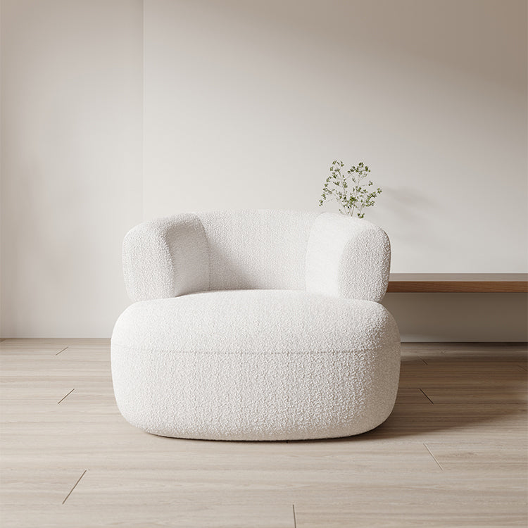 Living Room Modern Accent Armchair Round Arms Fixed Back Armchair