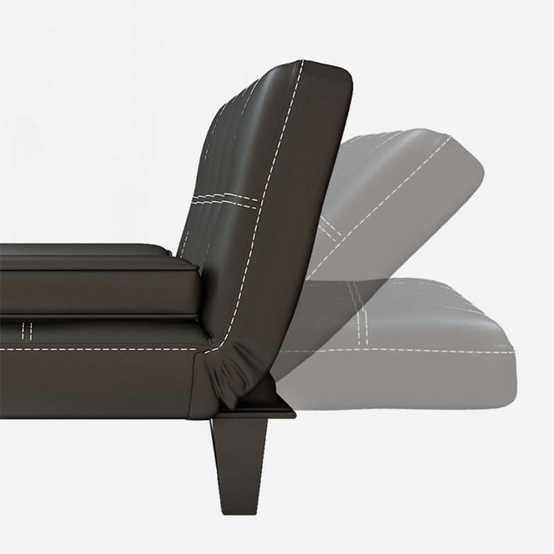 Faux Leather Pillow Top Arms /Armless Sleeper Sofa Bed Biscuit Back Convertible Sofas