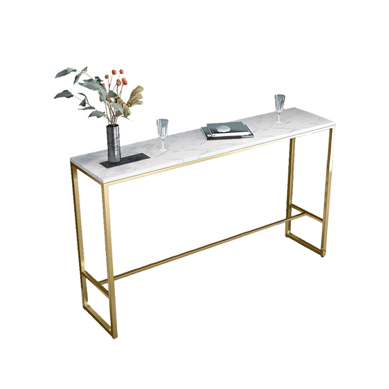 Rectangular Bar Height Table Gold Legs and Metal Base Bistro Pub Table