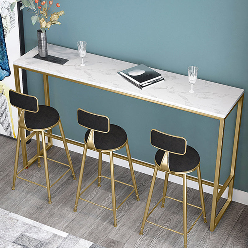 Rectangular Bar Height Table Gold Legs and Metal Base Bistro Pub Table