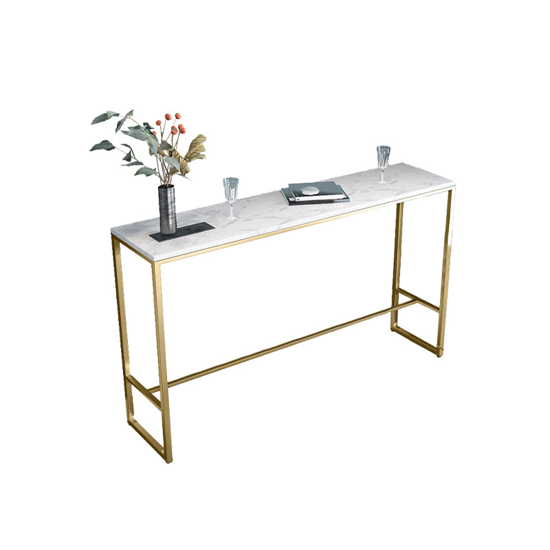 Rectangular Bar Height Table Gold Legs and Metal Base Bistro Pub Table