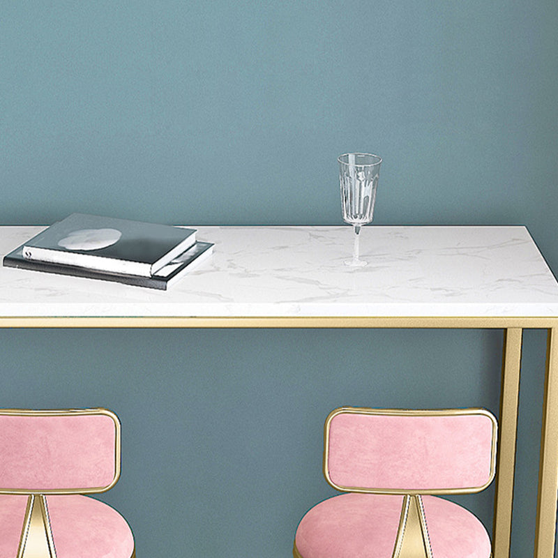 Rectangular Bar Height Table Gold Legs and Metal Base Bistro Pub Table