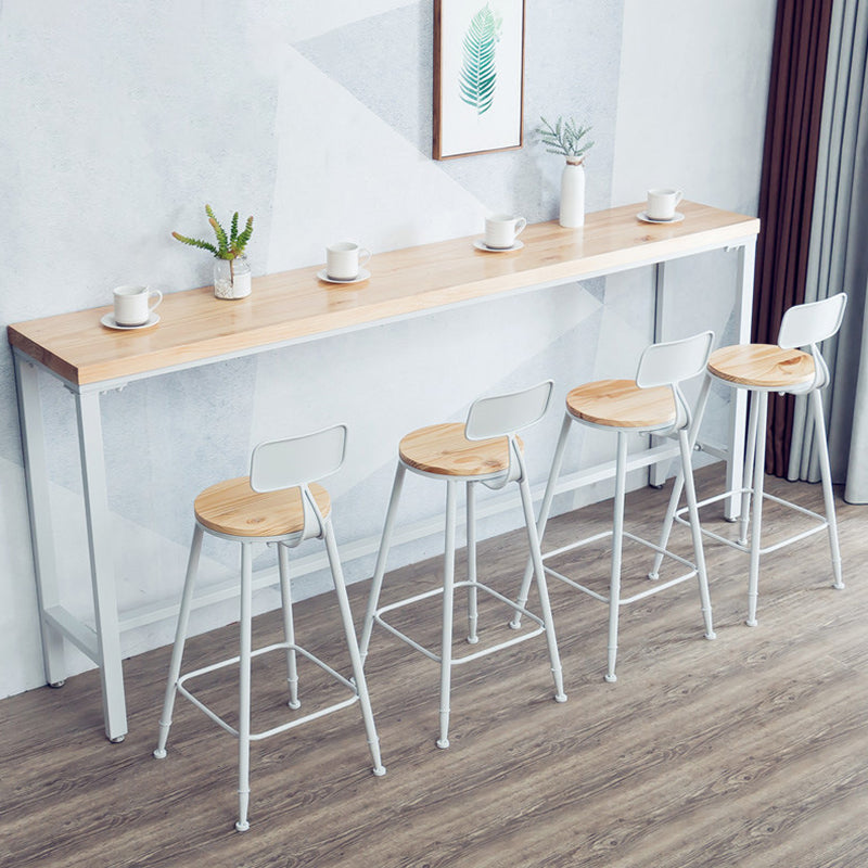 Modern Bar Height Table Solid Wood Top Bistro Bar Table with Trestle Base