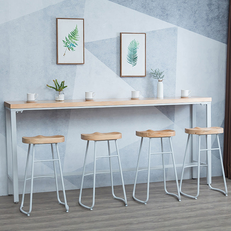 Modern Bar Height Table Solid Wood Top Bistro Bar Table with Trestle Base