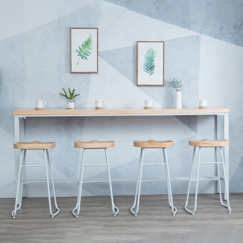 Modern Bar Height Table Solid Wood Top Bistro Bar Table with Trestle Base