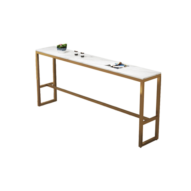 Faux Marble Bar Height Table Modern Style Bistro Table with Trestle Base