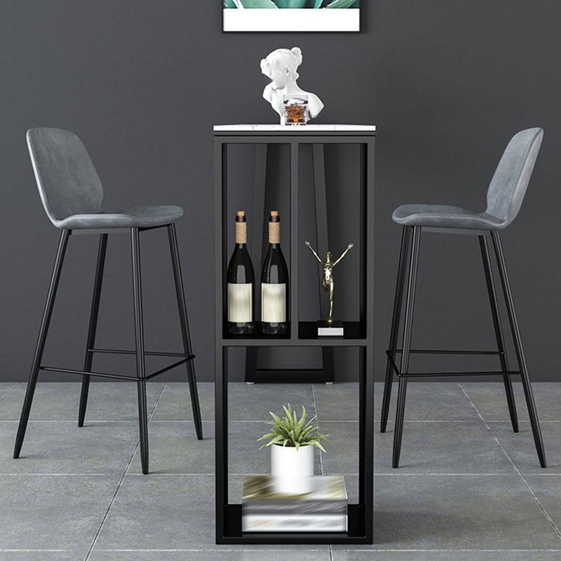 Sintered Stone Bar Table Modern Rectangle Bar Table with Storage Shelves