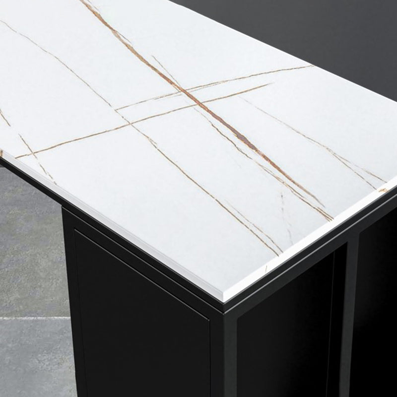 Sintered Stone Bar Table Modern Rectangle Bar Table with Storage Shelves