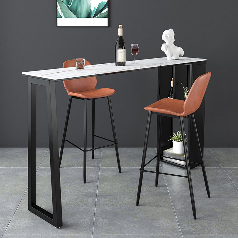 Sintered Stone Bar Table Modern Rectangle Bar Table with Storage Shelves