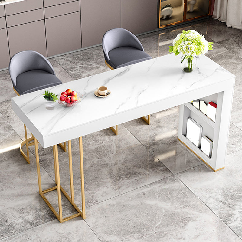 Rectangle Bistro Bar Table Sintered Stone Bar Table with Shelves