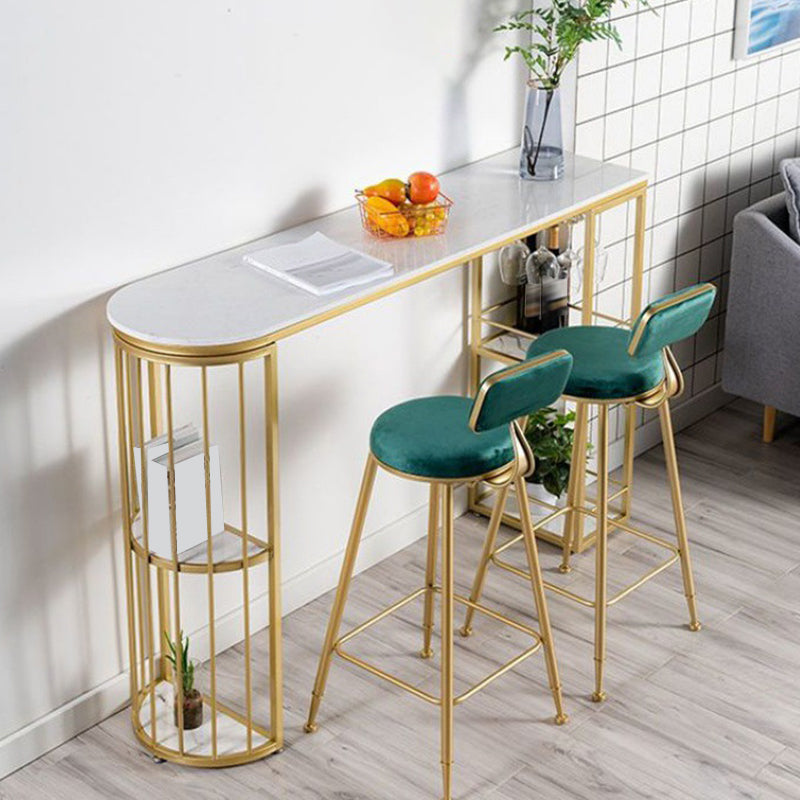 Industrial Style Bistro Bar Desk Marble Top Specialty Pub Table for Cafe