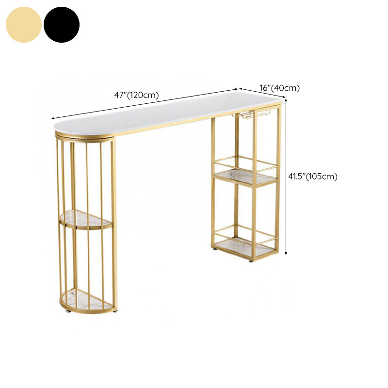 Industrial Style Bistro Bar Desk Marble Top Specialty Pub Table for Cafe