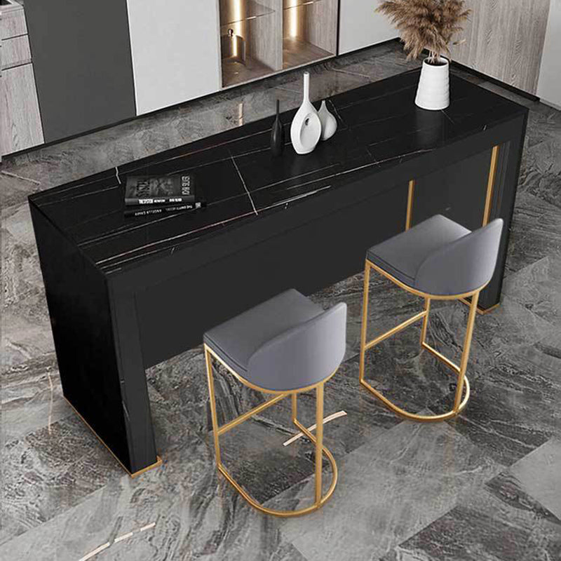 Sintered Stone Bistro Bar Table Rectangle Wooden Base Bar Table for Home