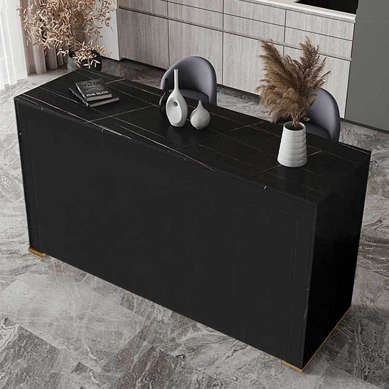 Sintered Stone Bistro Bar Table Rectangle Wooden Base Bar Table for Home