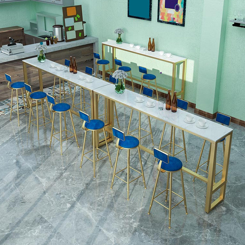 Rectangle Bar Dining Table Faux Marble Counter Height Dining Table