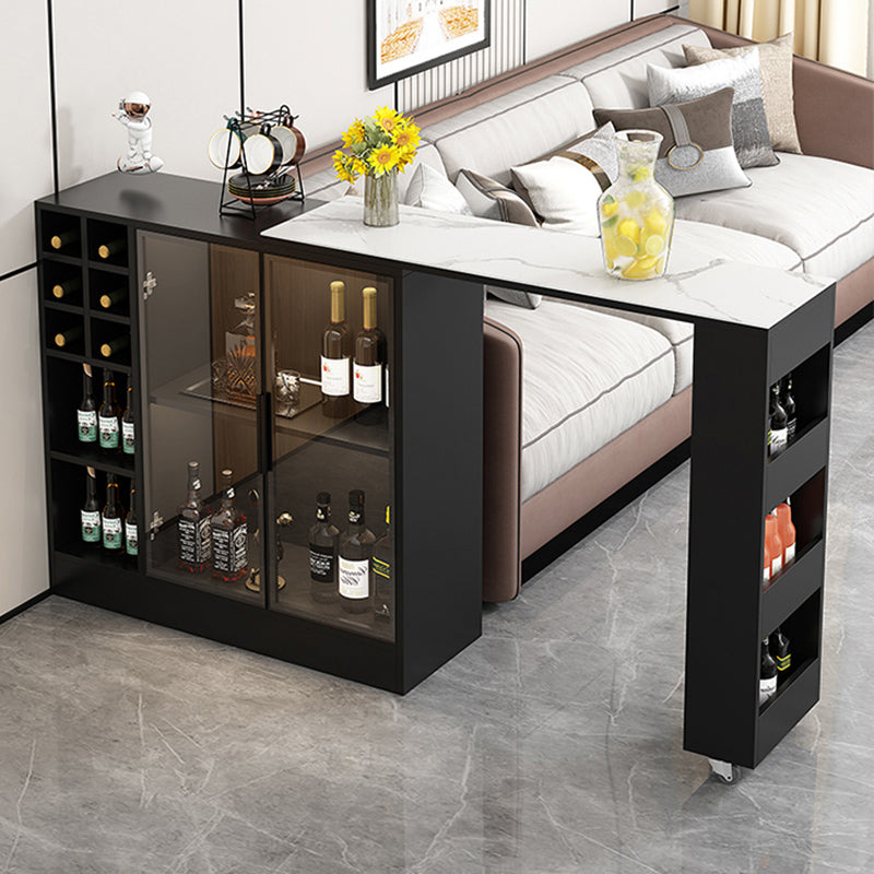 Rectangle Counter Height Table Modern Bar Dining Table with Shelves