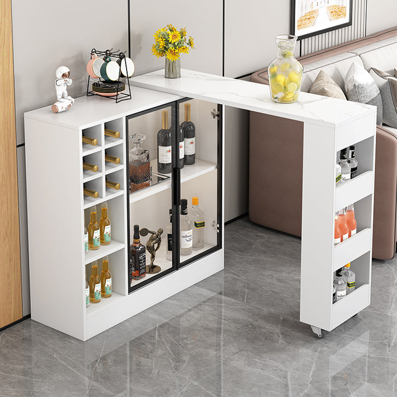 Rectangle Counter Height Table Modern Bar Dining Table with Shelves