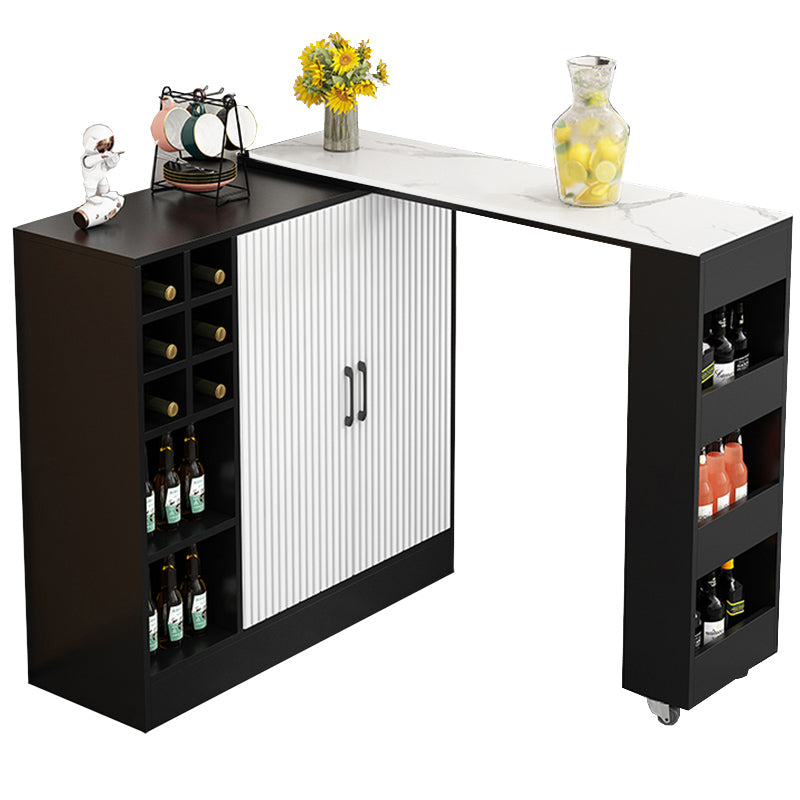 Rectangle Counter Height Table Modern Bar Dining Table with Shelves