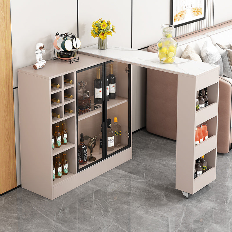 Rectangle Counter Height Table Modern Bar Dining Table with Shelves