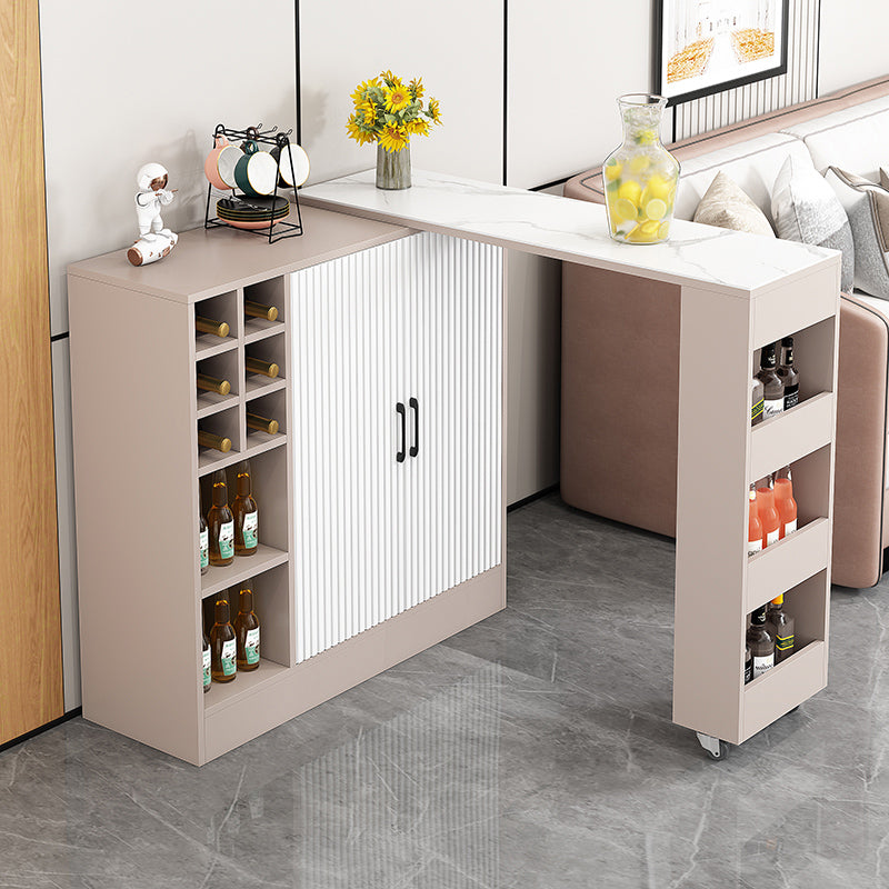 Rectangle Counter Height Table Modern Bar Dining Table with Shelves