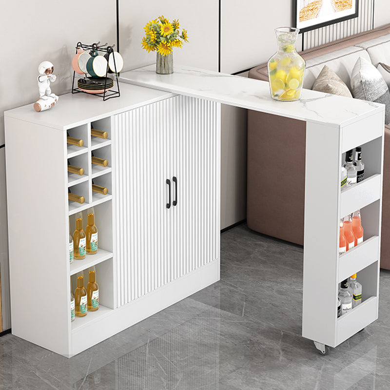 Rectangle Counter Height Table Modern Bar Dining Table with Shelves