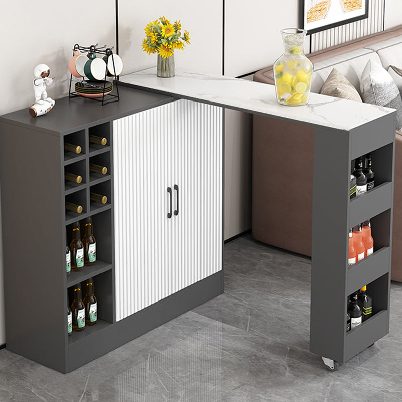 Rectangle Counter Height Table Modern Bar Dining Table with Shelves