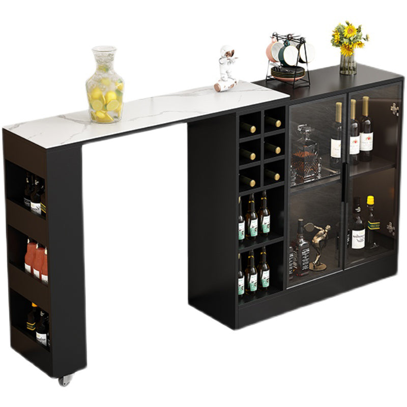 Rectangle Counter Height Table Modern Bar Dining Table with Shelves