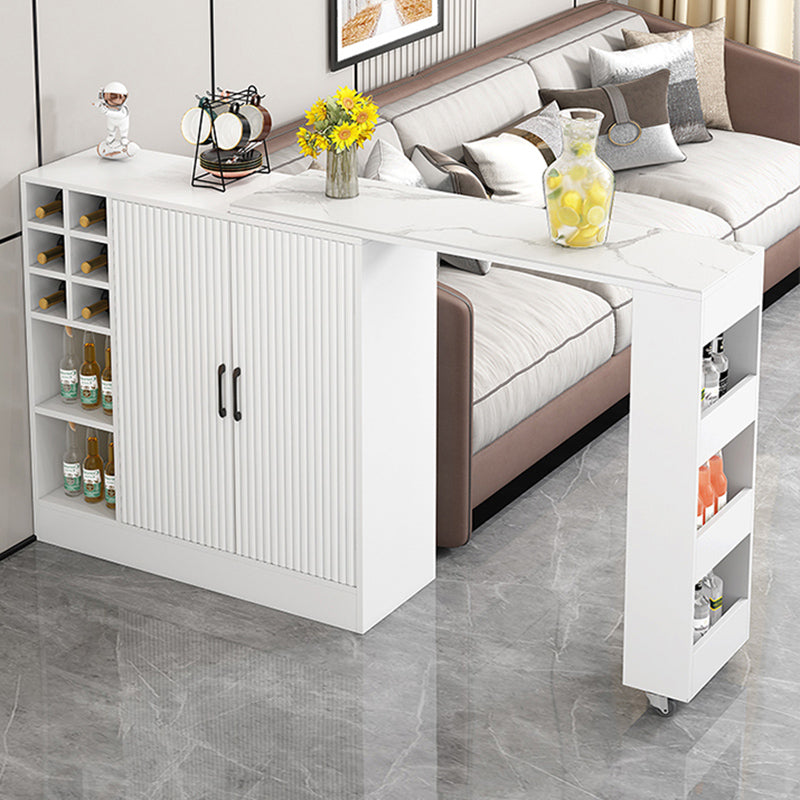 Rectangle Counter Height Table Modern Bar Dining Table with Shelves