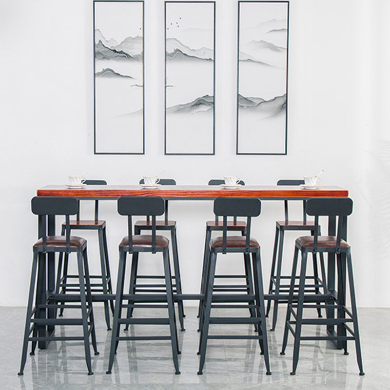 Solid Wood Bar Table Industrial Brown Dining Table for Kitchen Use