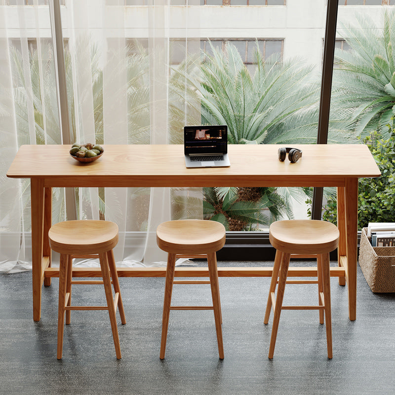 Solid Wood Bar Height Table Natural Rectangle Counter Height Table