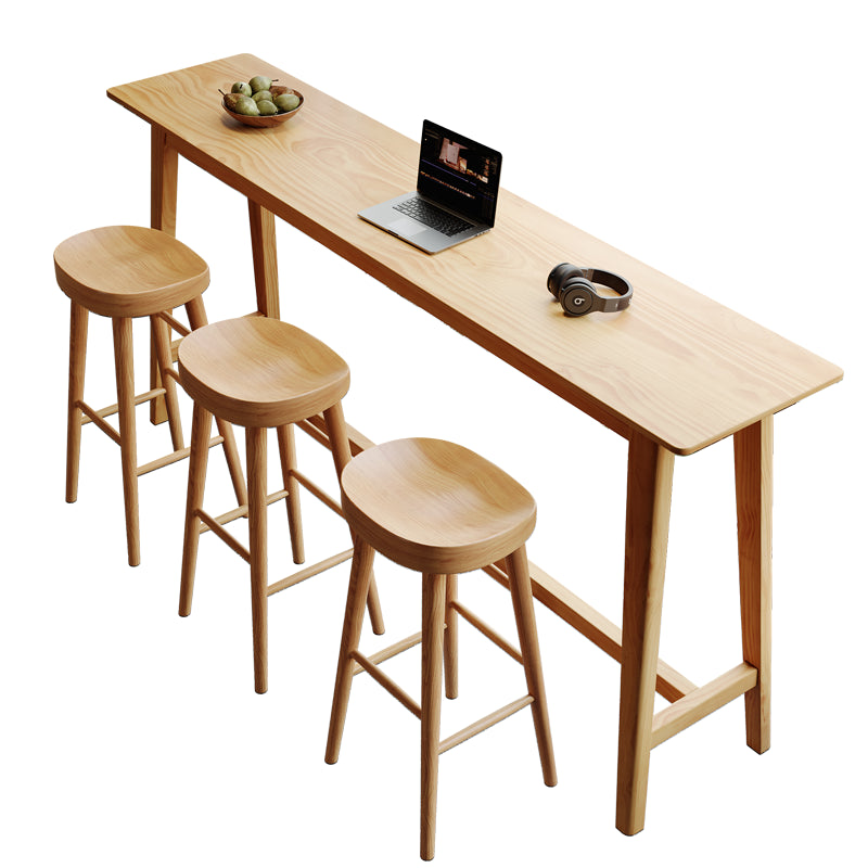 Solid Wood Bar Height Table Natural Rectangle Counter Height Table