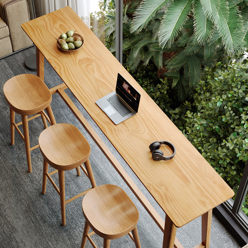 Solid Wood Bar Height Table Natural Rectangle Counter Height Table